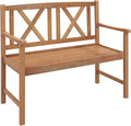 Tangkula Patio Acacia Wood Bench, 2-Person Outdoor Loveseat Chair, Cozy Armrest & Backrest, Sturdy Acacia Wood Frame, Outdoor Slatted Seating Bench for Backyard, Garden, 800 lbs Max Load