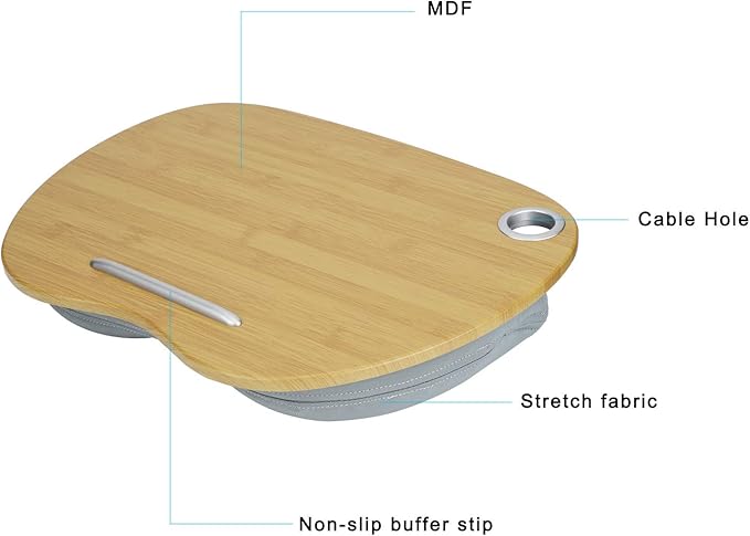 Multifunction Laptop Desk, Portable Lap Desk for Bed Sofa Office, 3 - in - 1 Laptop Stand with Cushion, Lightweight MDF Board Writing Table for Home Outdoor Travel, Fits 14 Inch La (Grey)