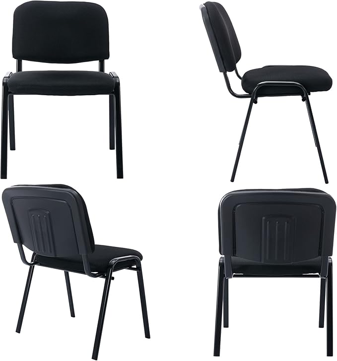 Black Modern Armless Mesh Back Stackable Office Chairs Set of 10, Ergonomic Conference Desk Chairs for Meeting/Events/Hall/Training Room