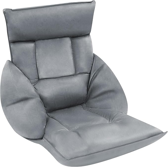 Eapmic Floor Chair, Lazy Sofa, Folding Chair Bed with 5-Position Adjustable Headrest & Backrest, Indoor Chaise Lounger, Gaming Recliner for Reading Gaming Meditation Living Bedroom (Grey)