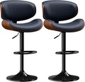 Aowos Bar Stools Set of 2, Adjustable Swivel Leather Bar Stools for Kitchen Island, Mid Century Modern Counter Height Bar Chairs Barstools with Back & Footrest (Blue)