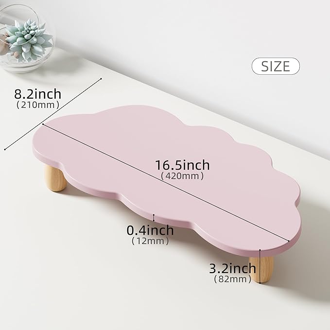 AFOOYO Monitor Stand Riser,Cloud Shape Wood Computer Monitor Stand, Monitor Stand Riser, Multi-Purpose Desktop Organizer Riser for Computer,Laptop,Printer,TV,Purple, Black