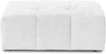 JACH Modern Ottoman Seat for Living Room, Linen Fabric Ottomans, Minimalist Foot Stool, Comfy Breathable Footstool for Living Room Apartment (White)