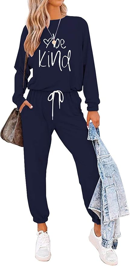 PRETTYGARDEN Women Fall 2 Piece Lounge Outfit Long Sleeve Tops High Waisted Jogger Pants Set Spring Travel Clothes Tracksuit