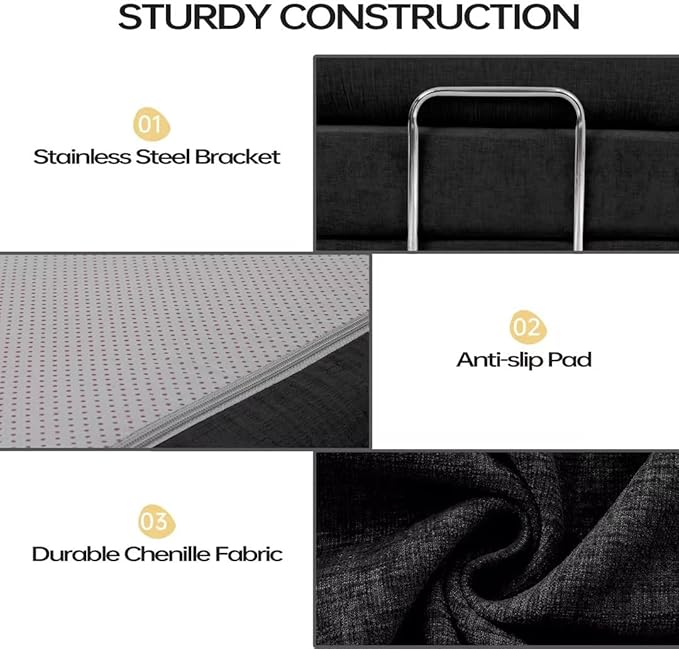 DURASPACE 39.2'' Folding Sofa Bed, Floor Foldable Futon with Memory Foam, Convertible Sleeper Chair with Back Support for Living Room (Chenille Black)