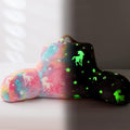 Holawakaka Glow in The Dark Unicorn Reading Pillow for Sitting up in Bed Sofa Kids Teens, Luminous Stars Backrest Pillow with Arms for Boys Girls, Back Support Cushion for Couch Floor Nursery Playroom