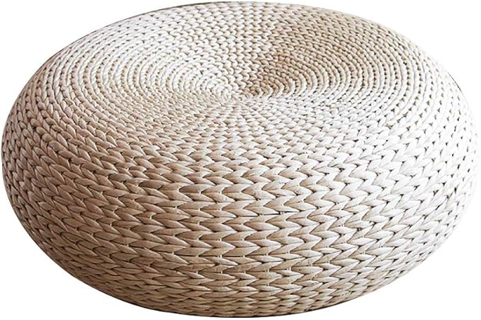 Handwoven Banana Leaf Pouffe Chair - Round Floor Seat with Padded Cushion for Comfort - Eco-Friendly Seating Solution for Home Decor and Relaxation