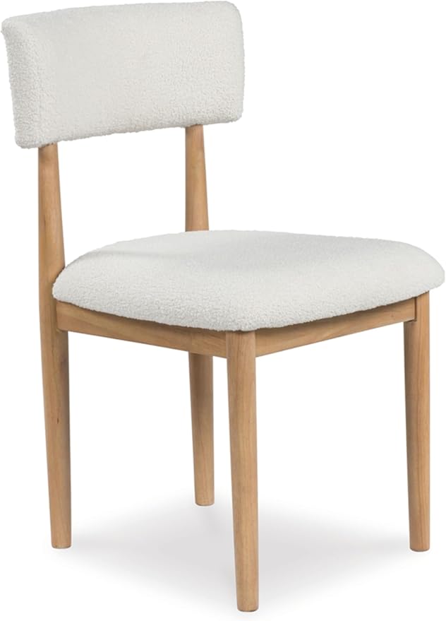 Signature Design by Ashley Sawdyn Solid Wood Frame Dining Chair, Set of 2, White/Light Brown