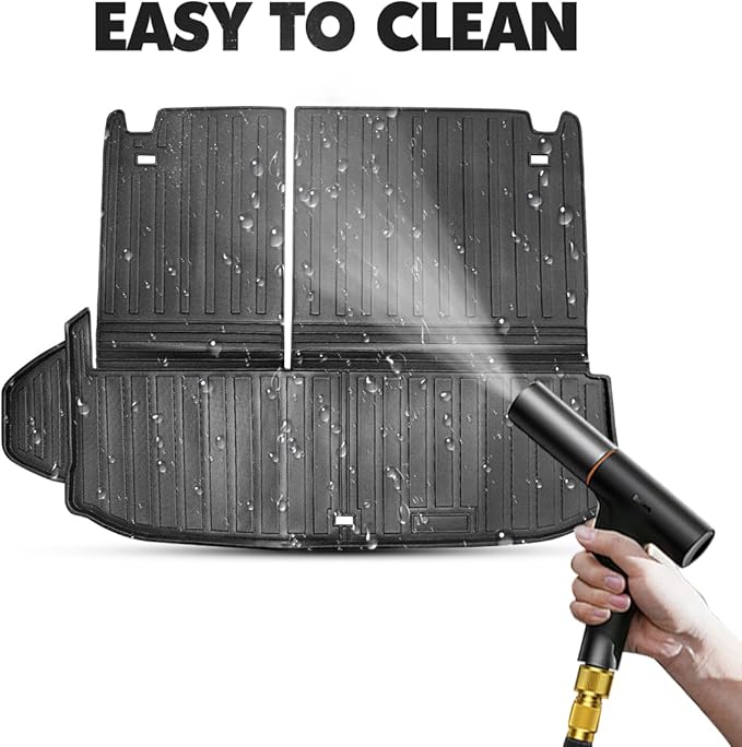 Compatible for 2020-2024 Toyota Highlander Trunk Mat with Backrest Mat 2-in-1 All Weather TPE Cargo Liner Protector for 2020-2024 2021 Toyota Highlander Accessories