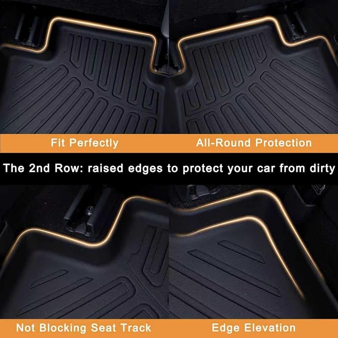 Floor Mats for 2025 Volkswagen Tiguan & Cargo Mat,TPE All Weather Protection Car 1st & 2nd Row Floor Liners with Trunk Mat Accessories