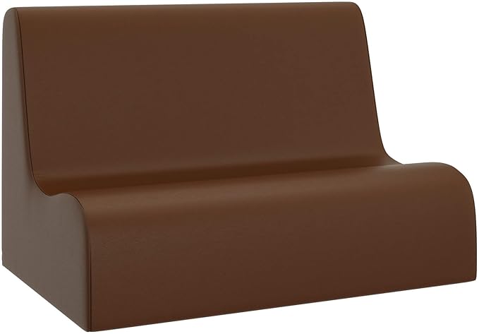 Children's Factory Small Contour Sofa, Mix-and-Match Kids Chairs, Sofas, Corner Ottomans and Cubes, Foam-Filled and Water-Resistant, Flexible Seating for Classroom Elementary, Walnut Kids Couch
