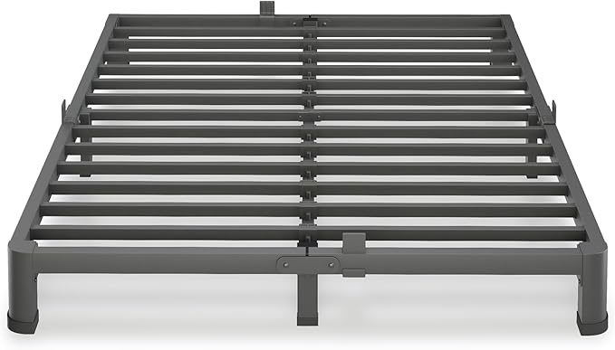 VIPSHOW 4 Inch Full Size Bed Frame, 3500Lbs Heavy Duty Metal Platform with Round Corner Legs Mattress Slide Stopper, Steel Slat Support No Box Spring Needed, Noise Free, Non-Slip, Easy Assembly