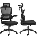 Redragon Ergonomic Office Chair, High Mesh Back Home Desk Chair with Adjustable Headrest, Flip-Up Arms, 90-120° Tilt Rocking and Wide Cushion, Big and Tall Chairs for Man Woman, Black