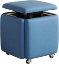 Seating Cube 5 in 1 Stool Stackable Sofa Chair Stool with Swivel Casters Movable Footstool(G,35cm)