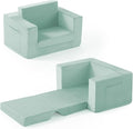 Kids Couch, 2-in-1 Toddler Chair Comfy 1-3 Years, Convertible Kids Chair, Toddler Couch That Fold Out, Kid Lounge Chairs for Boys and Girls, Soft Coral Fleece, Single, Teal