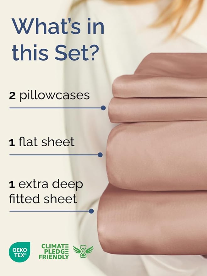 Extra Deep Pocket Cal King Sheets - 4 Piece Breathable & Cooling Bed Sheets - Hotel Luxury Bed Sheet Set - Soft, Wrinkle Free & Comfy - Easily Fits Extra Deep Mattresses - Deep Pocket Mauve Sheets Set