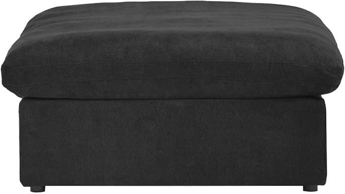 Storage Ottoman for Sofa, Foot Rest for Couch, Comfortable Footstool for Living Room, Cover Removable (Black, Linen Fabric)