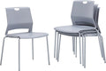 Sidanli Waiting Room Chairs Set of 4, Grey Stack Chairs with Back, Stacking Chairs with Metal Legs
