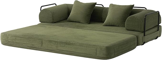 79" Folding Convertible Sofa Bed Floor Mattress Sleeper Sofa Boneless Loveseat with Fixed-Shape Frame Connecting Zippers for Living Room Bedroom Small Space