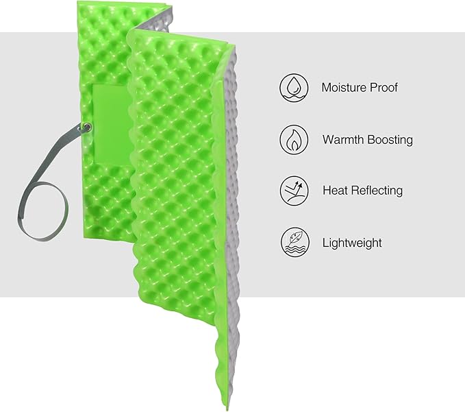 REDCAMP Foam Hiking Seat Pad, Foldable Z Ultralight Sitting Pad for Camping Backpacking Stadium Outdoor, Green/Blue/Khaki/Yellow/Black