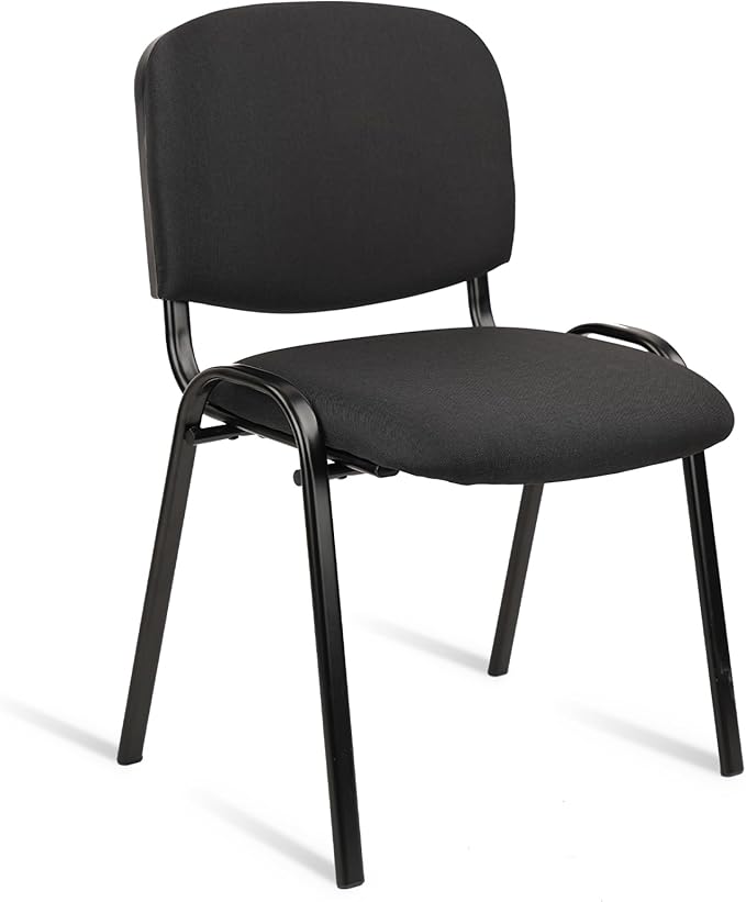 CLATINA Stackable Waiting Room Chairs Fabric Black Reception Chair Metal with Thickened Seat Back Cushion for Waiting Conference Room Guest Chairs(1 Pack)