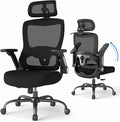 ZZH Ergonomic Office Chair, High Back Home Desk Chair with Adjustable Lumbar Support, Headrest, Flip-Up Arms, 90-135° Tilt Lock and Wide Cushion, Big and Tall Mesh Computer Seating with Wheels
