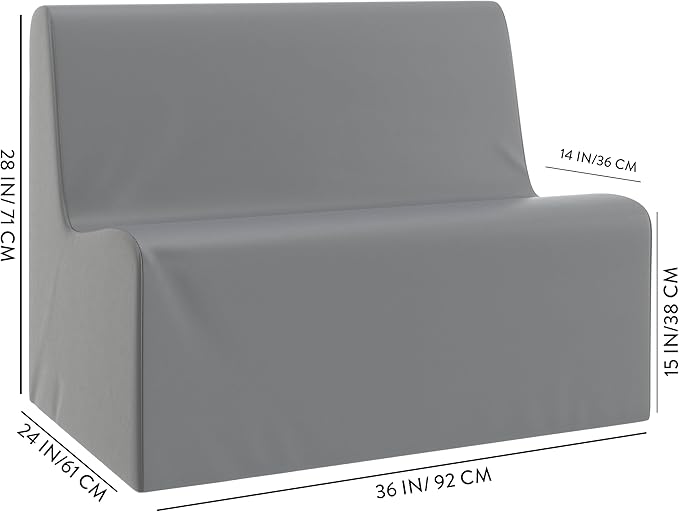 Children's Factory Large Contour Sofa, Mix-and-Match Kids Chairs, Sofas, Corner Ottomans and Cubes, Foam-Filled and Water-Resistant, Flexible Seating for Classroom Elementary, Green Kids Couch