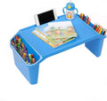 Mind Reader Kids Lap Desk, 4 PCS Kids Lap Desk Bulk Tray Lap, Portable Activity Tray with Side Storage, Stackable Plastic Desk Table for Students Drawing, Snacks, Study (Colorful, Large)