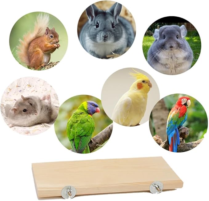 Voittozege 3 Pack Bird Perch Stand 12.4×5.3 Inch- Rectangular Wood Platform Wood Perch Stand Board Shelf for Parrot, Lovebird, Hamster, Guinea Pig, Chinchilla