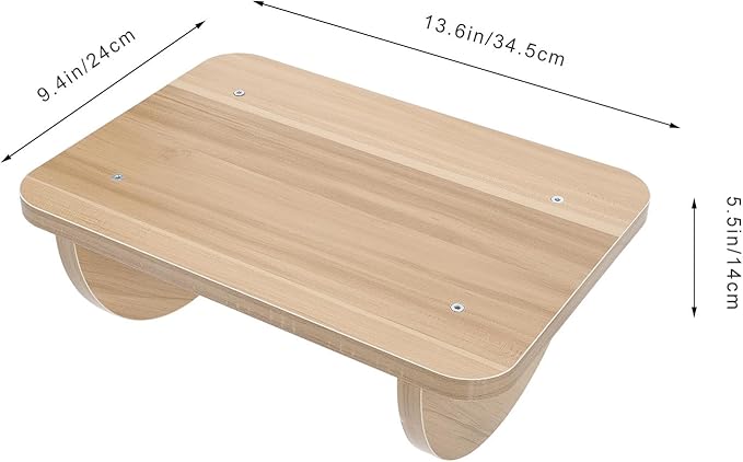 Wooden Footstool Under Desk 34X24Cm Office Footrest for Under Desk Use, Curved Design Massage Footrest to Correct Posture and Leg Fatigue, Suitable for Home and Random Color