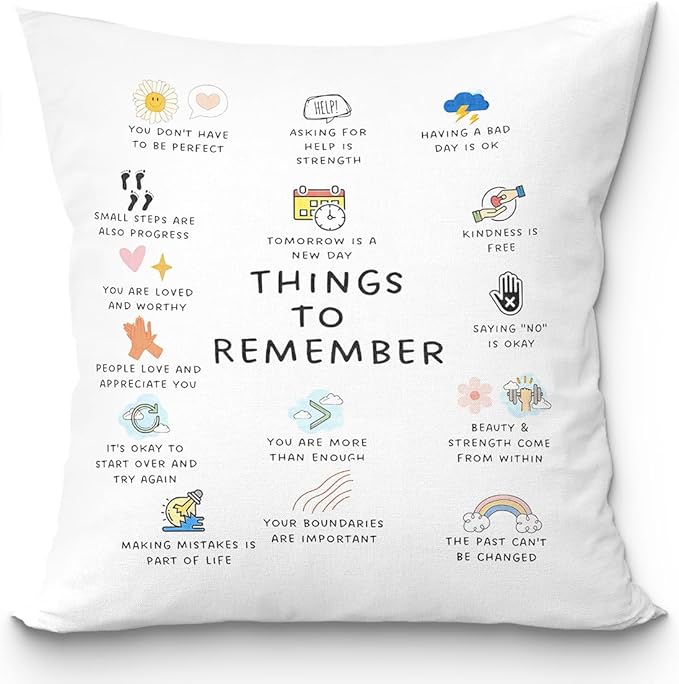 uinwk Mental Health Pillow Covers 18x18,Therapy Office Decor School Counselor Cbt Dbt Therapy Counseling,Anxiety Relief Pillow,Things to Remember Gifts for Teens Girls