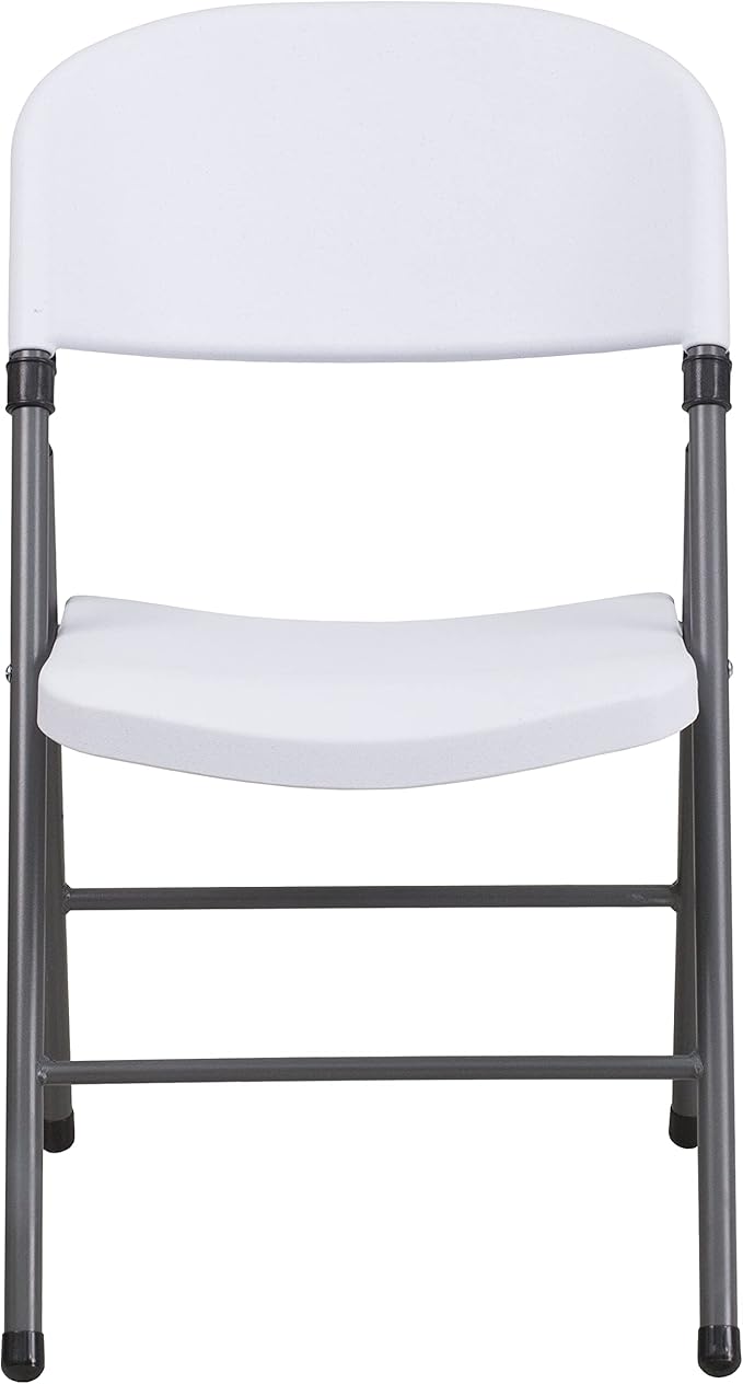 Flash Furniture 2 Pack HERCULES Series 330 lb. Capacity Granite White Plastic Folding Chair with Charcoal Frame