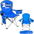 EZONE 2-Pack Camping Chairs with Built-in Ice Cooler, Portable Chair, Storage Pocket, Cup Holder, and Carry Bag Perfect for Camping, Tailgating, Fishing, Beach, and Lawn (2, Blue)