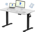 FLEXISPOT EN1 One-Piece Standing Desk with 1-Inch Thick Desktop, 48"x24" Electric Height Adjustable Desk for Home Office & Multi-Device Workstations, White