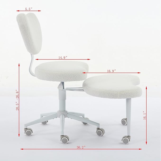 Criss Cross Office Chair with Wheels, Crossed Legged Office Chair with Adjustable Height, ADHD Chair with Lumbar Support, Meditation Desk Chair for Home Office, Pink