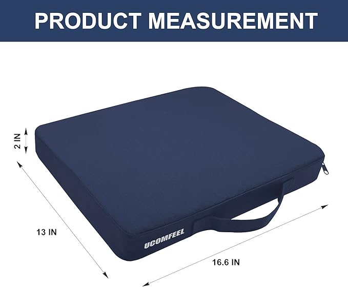 UCOMFEEL Portable Bleacher Seat Cushions with Handle, 2 Inches Thick, Waterproof Oxford Fabric, Zipper Design, Set of 2 (Blue)