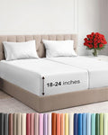 Extra Deep Pocket Split King Sheets - 5 Piece Breathable & Cooling Bed Sheets - Hotel Luxury Bed Sheet Set - Soft, Wrinkle Free & Comfy - Easily Fits Extra Deep Mattresses - Deep Pocket White Sheets