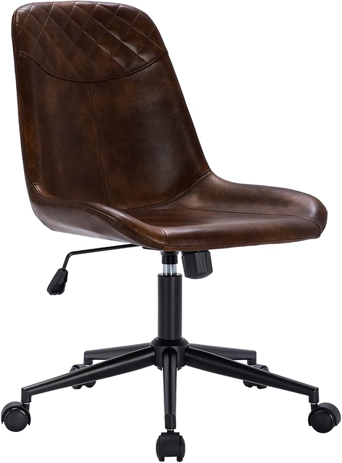 DUHOME Modern PU Leather Office Chair Desk Chair Swivel Computer Chair Dark Brown