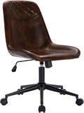 DUHOME Modern PU Leather Office Chair Desk Chair Swivel Computer Chair Dark Brown