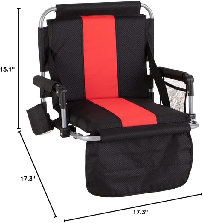 HIGH POINT SPORTS Foldable Stadium Seat Portable Folding Stadium Chairs Padded Bleacher Seat Cushion Bleacher Chair with Armrest and Cup Holder