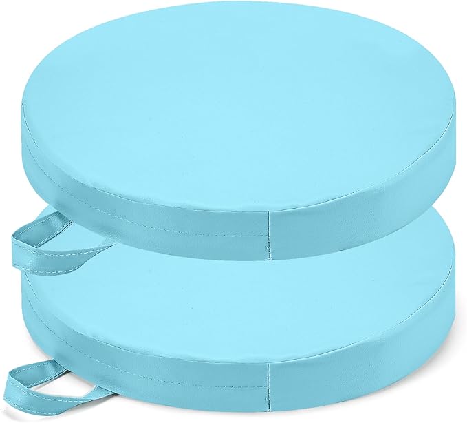 Sawysine 2 Pcs 14 Inch Floor Cushions with Handle, Flexible Round Floor Seating Pillows for Home School Classroom Kindergarten Daycare Nursery, 2 Inch Thick(Blue)