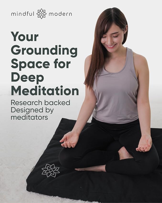 Mindful & Modern Zabuton Meditation Mat - Cotton Filled Yoga and Meditation Pad - Zabuton Meditation Cushion for Kneeling and Sitting Support - Large Rectangular Sitting Floor Pillow for Bench or Zafu