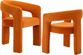 DAYALANE Modern Barrel Dining Chairs Set of 2, Upholstered Kitchen Chairs with Arms Comfy Velvet Side Chair for Living Room/Dining Room/Reception, Orange