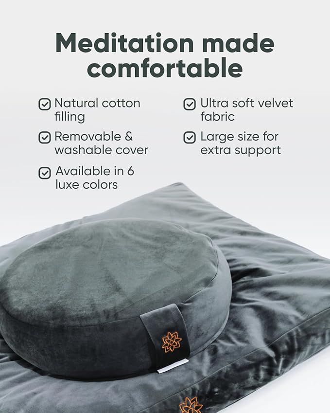 Mindful & Modern Zabuton Meditation Mat - Cotton Filled Yoga and Meditation Pad - Zabuton Meditation Cushion for Kneeling and Sitting Support - Large Rectangular Sitting Floor Pillow for Bench or Zafu