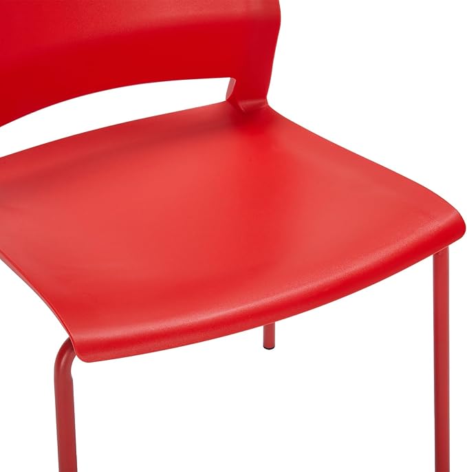 Sidanli Stackable Office Chairs, Red Guest Chairs with Comfortable Streamline Seat, Stacking Chairs No Wheels for Conference Room, Set of 4.
