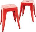 Brage Living 18 Inch Industrial Metal Stools Set of 2, Short Stackable Classroom Stools, Backless Metal Dining Chairs for Indoor Outdoor Kitchen (Red)