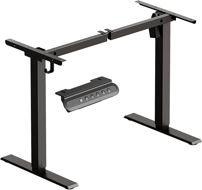 Casaottima Electric Standing Desk Frame, Single Motor Height Adjustable Table Legs with Memory Presets for Home Office, Stand Up Desk Legs for 40 to 63 inch Desktop, Black Frame Only