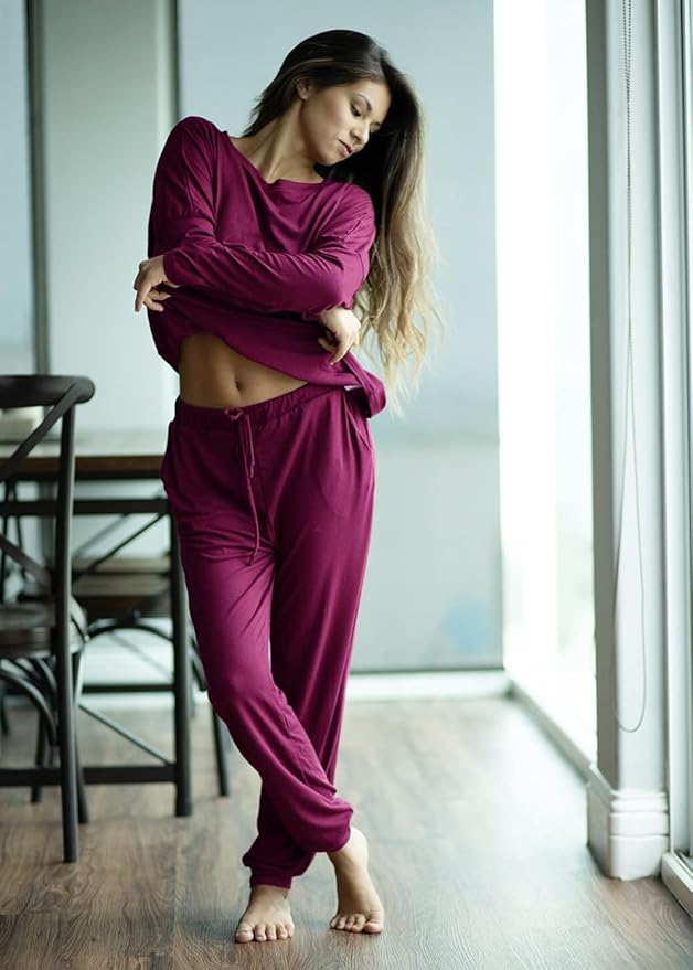 PRETTYGARDEN Women Fall 2 Piece Lounge Outfit Long Sleeve Tops High Waisted Jogger Pants Set Spring Travel Clothes Tracksuit