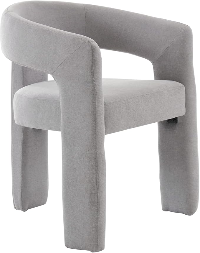 DAYALANE Modern Barrel Dining Chairs Set of 2, Upholstered Kitchen Chairs with Arms Comfy Chenille Side Chair for Living Room/Dining Room/Reception, Grey Chenille