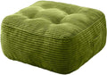 11In Washable Floor Pillow for Adults, Yoga & Meditation Cushion with Handle, Square Large Pillows Seating with Removable Tufted Corduroy Cover for Tatami Living Room Board Games, Green